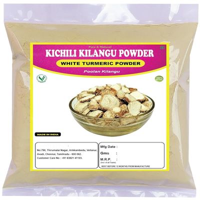 3.52oz Kichili Kilangu Powder 100 Grams | White Turmeric | Poolan kilangu | Zedoary for Glowing Skin | All Skin Types | Tan Removal | Skin Care