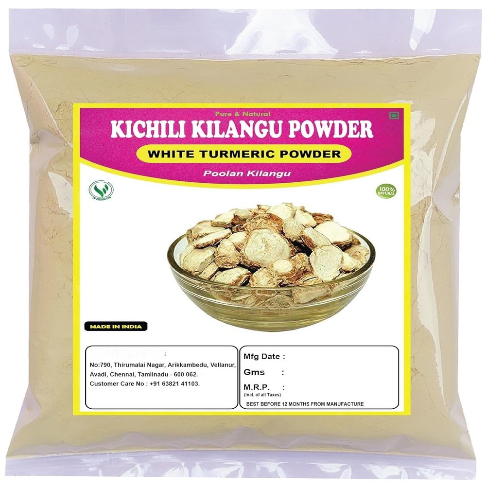 3.52oz Kichili Kilangu Powder 100 Grams | White Turmeric | Poolan kilangu | Zedoary for Glowing Skin | All Skin Types | Tan Removal | Skin Care