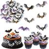 Fyeoxle 54PCS Edible Halloween Bat Cupcake Toppers Wafer Paper Bat Cupcake Toppers Spooky Bat Cupcake Picks for Halloween Theme Party Birthday Baby Shower Decor Supplies view 1