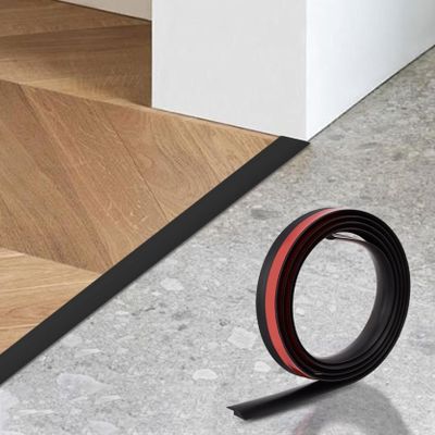 GOUZIBHD Floor Transition Strip,Floor Divider Strip,Door Threshold Ramp,Carpet to Tile Transition Edging Trim for Doorway,for Threshold Height Less Than 5mm(Size:Black,Color:3m/118.11in)