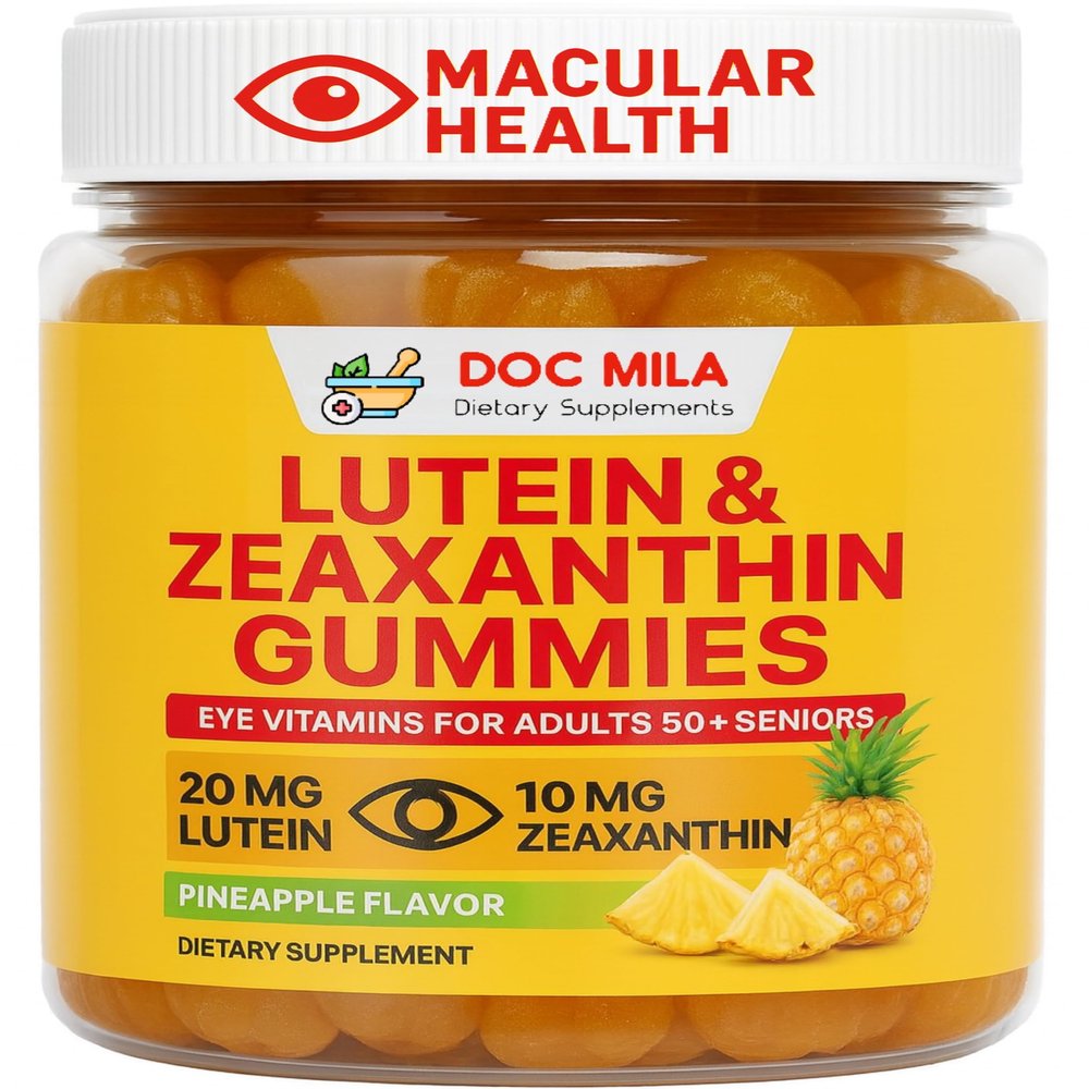 Doc Mila Lutein & Zeaxanthin Gummies Eye Vitamins for Adults 50+ & Seniors Eye Health Supplements for Over 50 Adults Luteina y Zeaxantina para Los Ojos 30 Chewable Gummy