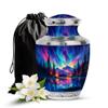 Casketique Northern Light Memorial Urns for Human Ashes Adult Female - Large Blue Funeral Urns for Adult Male - Memorial Urn for Mom - Cremation Urn for Ashes for Women - 10 Inch view 1