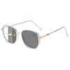 ALKAHE Stylish Photochromic Reading Glasses Women Men Polygon Large Frame Blue Light Blocking Readers Eyeglasses Clear Frame/Photochromic Grey Lens 1.0 view 1