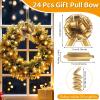24pcs Gold Pull Bow for Gift Wrapping Basket Xmas Gift Bows Presents Wrap Ribbon Bow for Christmas Tree Ornament Wine Bottles Bouquet Flower Valentine's Day Party Decor (Gold-C, 6 Inch) view 2