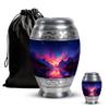 Casketique Northern Light Memorial Urns for Human Ashes Adult Man Set of 2 - Blue Funeral Urns for Cremation Ashes Mother Set of 1 Large & 1 Keepsake - Cremation Urn - 10 & 3 Inch Combo view 1