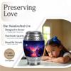 Casketique Northern Light Memorial Urns for Human Ashes Adult Man Set of 2 - Blue Funeral Urns for Cremation Ashes Mother Set of 1 Large & 1 Keepsake - Cremation Urn - 10 & 3 Inch Combo view 3