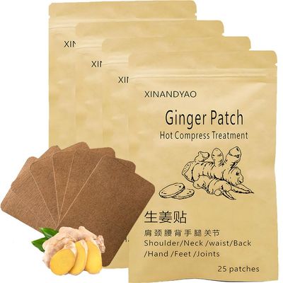 100 Count Ginger Self-Heating Patches | Long-Lasting Comfort for Back, Neck, Shoulders, Knees & Joints | 8-Hour Herbal Warming Pads (12x8cm)