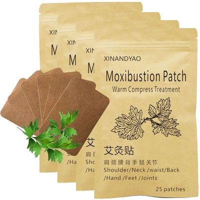 100 Patches Moxibustion Herbal Warming Patch Mugwort Self-Heating Pads, Comfort for Back, Neck, Shoulder, Knee & Joints, Traditional Chinese Inspired (12 * 8cm)