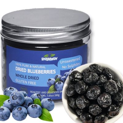 Dehydrated Dried Blueberries | Wholesome Fruit Snacks | No Added Sweeteners & Plant-Based | Resealable Jar | Ideal for Outdoor Activities, Baking & Lunches | Diet-Friendly (200 g)