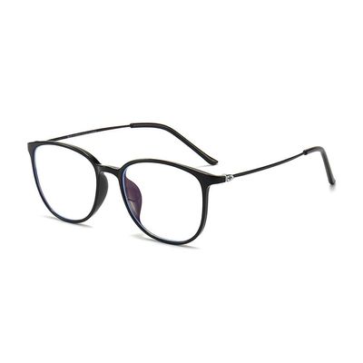 Jingyuton Stylish Anti-Blue Light Myopia Distance Glasses For Mens Womens Ultra-Light Nearsighted Glasses Oval Frames (Black, 1.25, Diopters)