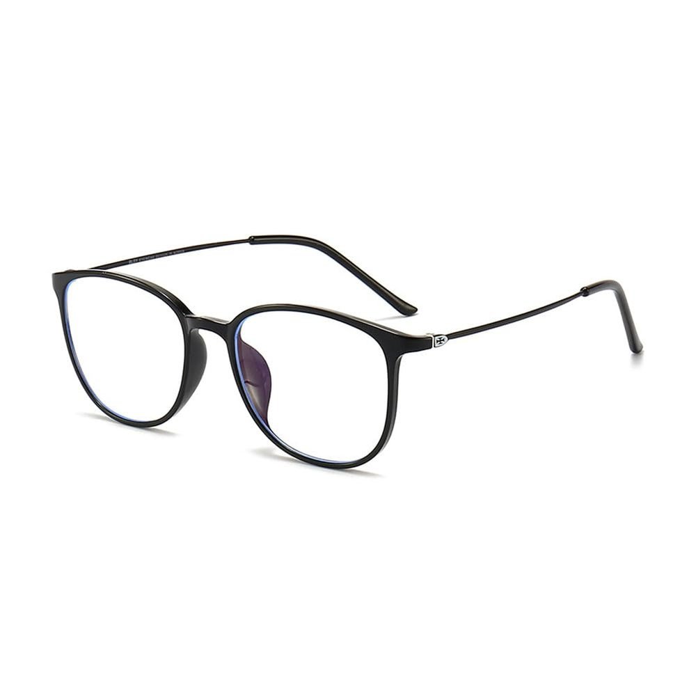 Jingyuton Stylish Anti-Blue Light Myopia Distance Glasses For Mens Womens Ultra-Light Nearsighted Glasses Oval Frames (Black, 1.25, Diopters)