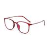 Jingyuton Stylish Anti-Blue Light Myopia Distance Glasses For Mens Womens Ultra-Light Nearsighted Glasses Oval Frames (Red, 3, Diopters) view 1