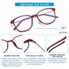 Jingyuton Stylish Anti-Blue Light Myopia Distance Glasses For Mens Womens Ultra-Light Nearsighted Glasses Oval Frames (Red, 3, Diopters) view 3