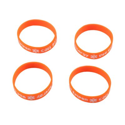 Happyyami 4pcs Medical Alert Silicone Bracelet for Kids Peanut Allergy Wristbands in Orange Adjustable PVC Hand Strap for Safety Awareness for Children