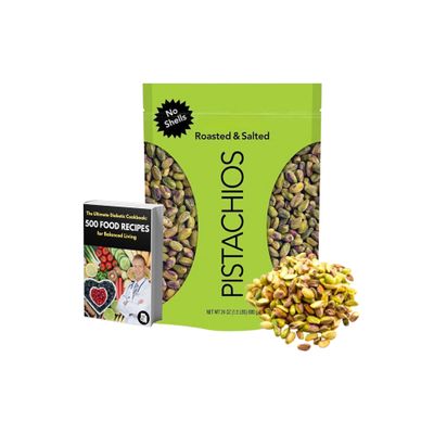 2 Pack Shelled Roasted Salted Pistachios 24 oz. bag of roasted Dry-roasted without shells good source of protein to your culinary creations