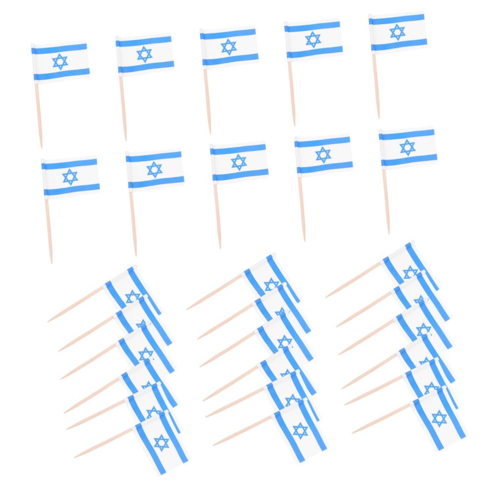 Amosfun 100Pcs Israeli Flag Toothpicks for Appetizers Snacks Festive Events Patriotic Theme Food Picks for Parties Celebrations
