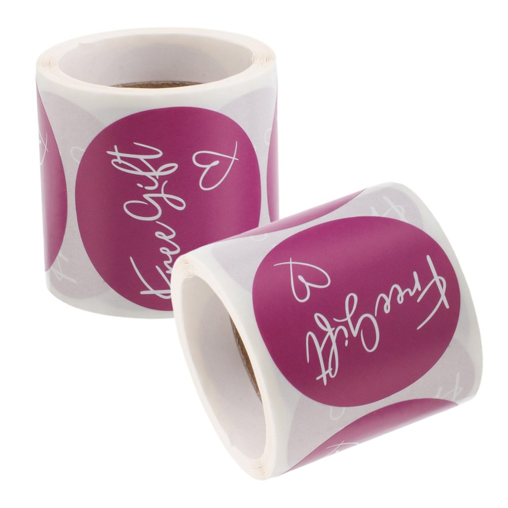 SHOWERORO 2rolls Purple Stickers Self-Adhesive Round Labels for Appreciation Postcards and Bottles