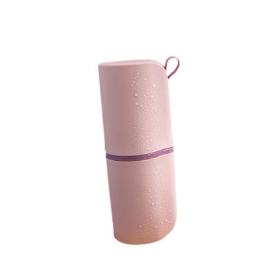 MUCKLILY Portable Travel Toothbrush Storage Case Pink Compact Toothbrush Cup Holder for Hiking Camping for Toothpaste Cosmetics Easy to Carry and Store
