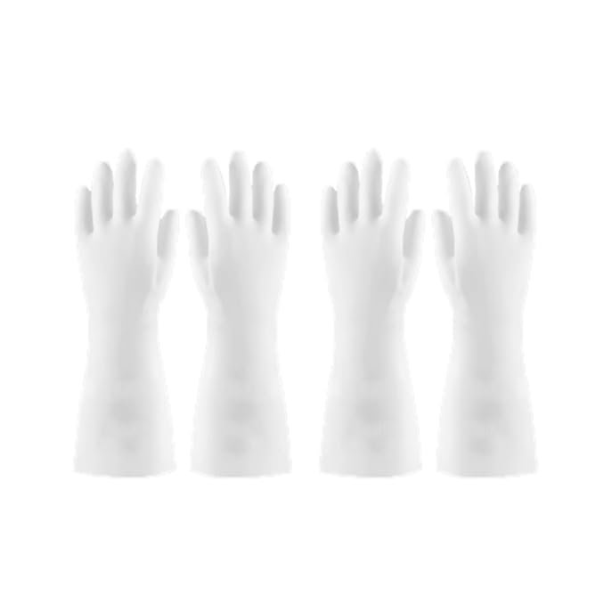 QXMYGSLSD 4 Pairs Reusable Waterproof Household Dishwashing Cleaning Rubber Gloves, Non-Slip Kitchen Glove