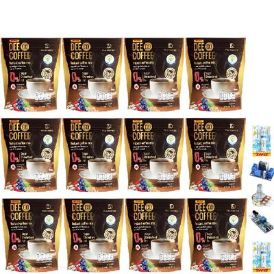 20 Sachets/Pack (300g) DeeGoCoffee Instant Coffee Mix Fiber Arabica Blend 14in1 with Collagen & Fiber Fruit Snack Set 12 D337 By Thaigiftshop [Get Free Tomato Facial Mask]