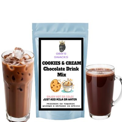 Oba's Snacks Cookies & Cream Drink Mix (Enjoy Hot or Cold) | Rich & Creamy | Just Add Milk or Water | Regular or Vegan Option