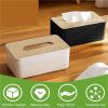 Tissues Box Holder with Bamboo Cover Plate for Bathroom Bedroom, Decorative Tissues Box Covers for Home(Black) view 2