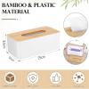 Tissues Box Holder with Bamboo Cover Plate for Bathroom Bedroom, Decorative Tissues Box Covers for Home(Black) view 4