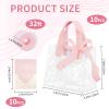 10 Pcs Clear Gift Bags with Handles, Party Favor Reusable Transparent PVC Flower Tote Bag Including Greeting Cards and Ribbon, Ideal for Baby Shower Wedding Birthday Shopping (Pink) view 2