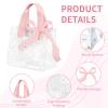 10 Pcs Clear Gift Bags with Handles, Party Favor Reusable Transparent PVC Flower Tote Bag Including Greeting Cards and Ribbon, Ideal for Baby Shower Wedding Birthday Shopping (Pink) view 3