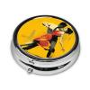 Dancing Couple Graffiti Style Round Pill Case, Portable Pill Box for Pocket Metal Medicine Vitamin Organizer 3 Compartment Three Times A Day view 4