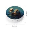 BWQJKUO Portable Round Sea Otters Painting Printed Contact Lens Case Is Stylish And Compact, Easy to Carry And Protects Lenses. view 2