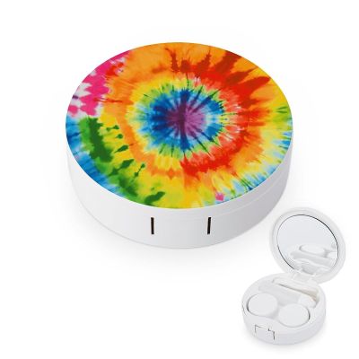 BWQJKUO Portable Round Tie Dye Printed Contact Lens Case Is Stylish And Compact, Easy to Carry And Protects Lenses.