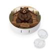 BWQJKUO Portable Round Rustic Lodge Bear Printed Contact Lens Case Is Stylish And Compact, Easy to Carry And Protects Lenses. view 1