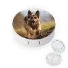 BWQJKUO Portable Round Running German Shepherd Dog Printed Contact Lens Case Is Stylish And Compact, Easy to Carry And Protects Lenses. view 1