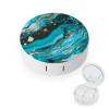 BWQJKUO Portable Round Turquoise Blue Gold Marble Printed Contact Lens Case Is Stylish And Compact, Easy to Carry And Protects Lenses. view 1