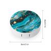 BWQJKUO Portable Round Turquoise Blue Gold Marble Printed Contact Lens Case Is Stylish And Compact, Easy to Carry And Protects Lenses. view 2