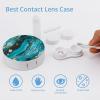 BWQJKUO Portable Round Turquoise Blue Gold Marble Printed Contact Lens Case Is Stylish And Compact, Easy to Carry And Protects Lenses. view 3