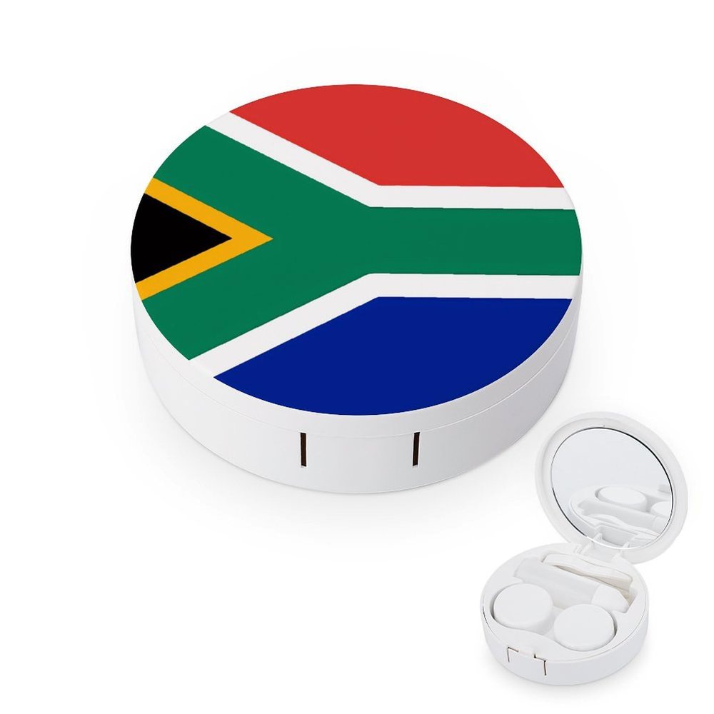 BWQJKUO Portable Round South Africa Flag Printed Contact Lens Case Is Stylish And Compact, Easy to Carry And Protects Lenses.