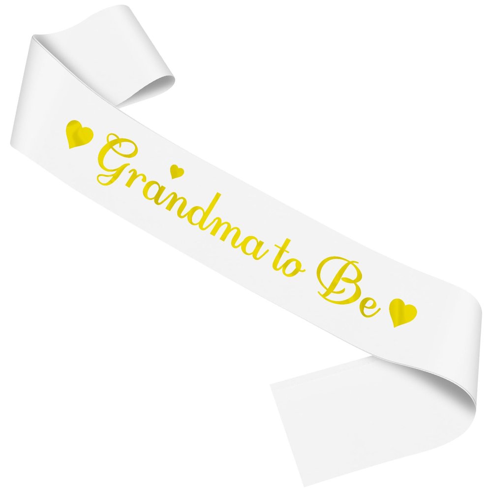 New Grandmother White Satin Sash Gifts for Grandma to Be Baby Shower Decorations Baby Announcement Party Supplies Decorations Accessories Favors for Grandmother to Be Gender Reveal Party