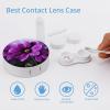 BWQJKUO Portable Round Purple Flower Printed Contact Lens Case Is Stylish And Compact, Easy to Carry And Protects Lenses. view 3