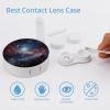 BWQJKUO Portable Round Space with Cluster Printed Contact Lens Case Is Stylish And Compact, Easy to Carry And Protects Lenses. view 3