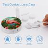 BWQJKUO Portable Round Tropical Flamingo Printed Contact Lens Case Is Stylish And Compact, Easy to Carry And Protects Lenses. view 3