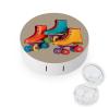BWQJKUO Portable Round Retro Colorful Roller Skates Printed Contact Lens Case Is Stylish And Compact, Easy to Carry And Protects Lenses. view 1