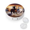 BWQJKUO Portable Round Running Horses Printed Contact Lens Case Is Stylish And Compact, Easy to Carry And Protects Lenses. view 1
