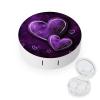 BWQJKUO Portable Round Purple Hearts Printed Contact Lens Case Is Stylish And Compact, Easy to Carry And Protects Lenses. view 1