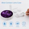 BWQJKUO Portable Round Purple Hearts Printed Contact Lens Case Is Stylish And Compact, Easy to Carry And Protects Lenses. view 3