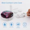 BWQJKUO Portable Round Small Pink Flowers Printed Contact Lens Case Is Stylish And Compact, Easy to Carry And Protects Lenses. view 3