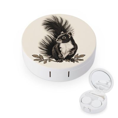 BWQJKUO Portable Round Skunk Printed Contact Lens Case Is Stylish And Compact, Easy to Carry And Protects Lenses.