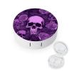 BWQJKUO Portable Round Purple Skulls And Roses Printed Contact Lens Case Is Stylish And Compact, Easy to Carry And Protects Lenses. view 1
