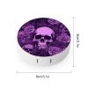 BWQJKUO Portable Round Purple Skulls And Roses Printed Contact Lens Case Is Stylish And Compact, Easy to Carry And Protects Lenses. view 2